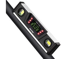 Digital Magnetic Level and Protractor - RISEPRO 10 Inches IP54 Protected Electronic Bubble Inclinometer, Angle Finder, Gauge w/Large VA Display & V-Groove Base DL135-B