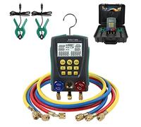 Digital Manifold Gauge Set HVAC Dual-Channel Temp Sensor HVAC Tools for 89 Kind of Refrigerant Digital AC Gauges Vacuum Pressure&Temp Test Digital HVAC Gauges with Hoses Digital Refrigeration Gauge