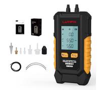 Digital manometer air pressure gauge -101-200 kpa 0.1Kpa resolution air tester 6 units differential dual-port HVAC Air Pressure Meter Differential Pressure Gauge with Backlight Data Holding