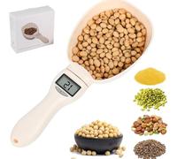 Digital Measuring Spoon, Food Digital Measuring Scoop Scale,Household Weighing Scoop for Kitchen and Dog Cat Food, Smart Adjustable Measure Cup for Home Cooks Bakers Chefs Pet Owners (Beige,1pcs)