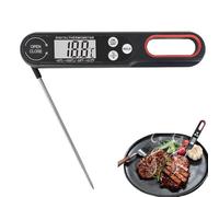 Digital Meat Thermometer, 3S Instant Read Food Cooking Thermometer, Foldable Long Probe, Waterproof & Calibration Thermometers with LCD Display for Kitchen, BBQ, Steak, Jam, Beer, Water, Milk(Black)