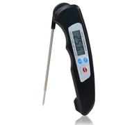 Digital Meat Thermometer Fast Accurate Instant Read Food Thermometer Meat Foldable thermapen Long Probe Intelligent Functions for Steak BBQ Milk Jam Beer Water Cooking Black