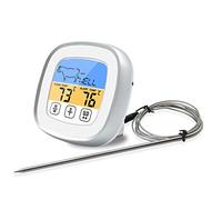 Digital Meat Thermometer, Large LCD Digital Cooking Food Meat Smoker Oven Kitchen BBQ Grill Thermometer Instant Read Wired Probe Digital Meat Thermometer with Timer Alarm(White)