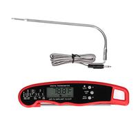 Digital Meat Thermometer with Dual Probes & Instant Read, Backlight LCD Temperature Alarm for BBQ, Grilling, Oven, and Kitchen Cooking (Red)