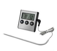 Digital Meat Thermometer with Timer for Oven Cooking - Fast Read Food Probe BBQ Grill Roast Turkey Beef Pork Poultry -50 to for 300c
