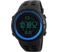 Digital Men's Watches Military Multifunction Digital Watch with Dual Time Alarm Coutdown Luminous Sports Watch Men's Large Numbers Digital Watch Men 50 m Waterproof Stopwatch Outdoor, blue, Strap.