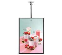 Digital Menu Boards, Ultra Slim Fit Commercial LED Monitor Advertising Screen & Snap Frame Light Box for Restaurant Cafe Shops, with Adjustable Telescopic Boom 50X80cm