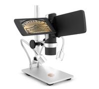 Digital Microscope, 200X Magnification, 4" LCD Screen, Photo/Video Function, Adjustable Metal Bracket, LED Fill Light - Ideal for Plant and Gemstone Observation