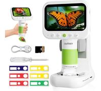 Digital Microscope Camera for Kids 4.3'' 1080P HD Display 50X-1000X Magnifying Glass Rechargeable Educational Science Kits STEM Toy Handheld Indoor Outdoor Microscope with Stand 6 Slides for Kids 3+