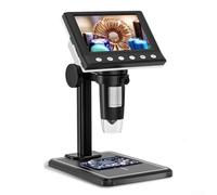 Digital Microscope Industrial Microscope with 4.3 Inch 1080P HD Screen, 50X-1000X Continuous Zoom, 8 LED Lights, USB PC Connection for Mobile Phone Repair Circuit Board Inspection Coin Analysis