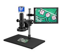 Digital Microscope with 21X-135X Zoom Lens, HDMI USB Connectivity, 10'' Screen, and Ring LED Light for PCB Soldering and Phone Repair