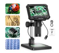 Digital Microscope with 4.3inch IPS Screen 1600X Coin Mirroscope with Lights 1920P HD Video Microscope for PCB, Coins, Plants without lights