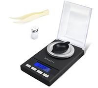 Digital Milligram Scales 0.001 g/50 g, Muaket Micro Kitchen Scale with LCD Display, High Precision Electronic Jewellery Scales, Portable Mini Scale with Calibration Weights, Tweezers and Weighing Pans