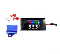 Digital Mini LED Voltmeter Tester Panel for DC12V to 150V Voltage Measurement with Alarm Function for Vehicle Electrical System (Bracket blue+white)