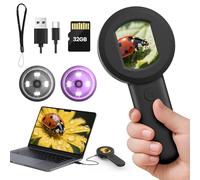 Digital Mini Microscope for Kids Adults - OPAITA 100x Handheld Coin Magnifier with Light, Portable Jewelry Magnifying Glass with 2" Screen, USB Microscope Compatible with PC Windows, Mac OS