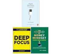 Digital Minimalism, Deep Focus & The Psychology of Money Mindset 3 Books Collection Set