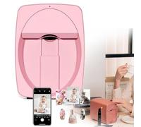 Digital Mobile Nail Art Printer- 3D Nail Printer Machine Support WiFi/DIY, Portable Nail Painting Machine 10s Done, Printing and Rying as One, Over 1000 Pictures(Pink)