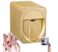 Digital Mobile Nail Art Printer,Intelligent 3D Nail Printing Robot Nail Art Printing Machine with Metal Case Transfer Picture Nails Machine Over 1500 Pictures(Gold)