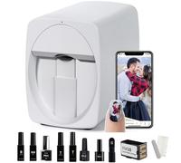 Digital Mobile Nail Printer Machine Kit - 3d Nail Art Printer For Salon & Home | Wifi/Diy Design | 30s Fast Print & Cure | Includes Pg4 Gel, Fm10 Ink, Base/Coat (Bonus Pg0 & White Gel) White