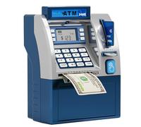 Digital Money Box with Card, Electronic Kids Safe With Password, LCD Display & Sound, Piggy Bank ATM Coin Cash Savings Box (blue)