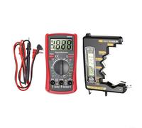 Digital Multimeter and Battery Tester Kit, DM850 600V AC/DC Voltmeter with BT173 1.5-12V Capacity, Continuity Buzzer, LCD Display for AAA AA C D 9V Button Cell Testing, Red Black