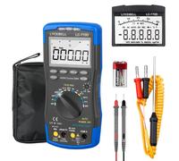 Digital Multimeter LC-770D TRMS Voltmeter Ammeter for Measures NCV AC/DC Voltage Current Resistance Capacitance Frequency Diodes hFE Temperature, with Multimeter Leads - 40000 Counts (Blue)