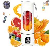Digital Multimode Juicer Blender, Personal Electric Digital Display Juicer, Led Display Portable Blender Cordless For Smoothies, Juicing, Ice Crushing, Travel, Gym (White)
