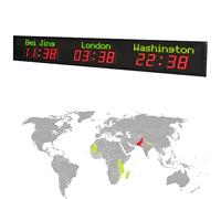 Digital Multiple Time Zones Clock LED World Time Clock 3/4/5/6 Time Zone Wall Mounted City Time Zone World Clock,for Hotels/Enterprises/Airports/Multinational Enterprises,3city