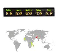 Digital Multiple Time Zones Clock LED World Time Clock 3/4/5/6 Time Zone Wall Mounted City Time Zone World Clock,for Hotels/Enterprises/Airports/Multinational Enterprises,5city