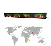 Digital Multiple Time Zones Clock LED World Time Clock 3/4/5/6 Time Zone Wall Mounted City Time Zone World Clock,for Hotels/Enterprises/Airports/Multinational Enterprises,4city