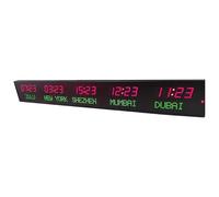 Digital Multiple Time Zones Clock with 3 Brightness Levels, Displays 5 Cities Time, Ideal for Hotels and Offices