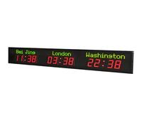 Digital Multiple Time Zones LED World Clock, 3/4/5/6 City Time Display, Adjustable Brightness, 24-Hour Format, Easy Read, Wall Mountable, for Hotel Business Office Airport Travel