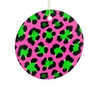 Digital Neon Leopard Print Ceramic Ornament Hanging Decor