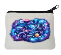 Digital Network and Connectivity Concepts Neoprene Coin Purse Pouch 10x11cm White