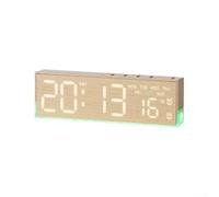 Digital Night Light Clock With LED Screen Displaying Time Day Temperature Alarm Settings Fabric And Wood Imitation Faces Sleep Mode And Light Sensor(5532AYellow)