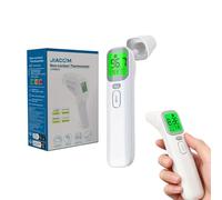 Digital Non-Contact Infrared Fever Thermometer, Intelligent Temperature Indicator, Large Backlit Display, 12 Function Modes with Fever Alarm, Accurate Forehead & Ear Scanning for Children & Adults