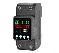 Digital Over Under Voltage Protector Relay 63A 220V Auto Reset DIN Rail Mount Real-Time Display Adjustable Current Protector for Home Appliance Refrigerator Air Conditioner Washing Machine(D)