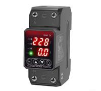 Digital Over Under Voltage Protector Relay 63A 220V with Auto Reset, DIN Rail Mount Adjustable Current Protection for Home Appliances Refrigerator Air Conditioner Washing Machine Real-Time Display(A)