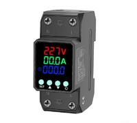 Digital Over Under Voltage Protector Relay 63A 220V with Auto Reset, DIN Rail Mount Adjustable Current Protection for Home Appliances Refrigerator Air Conditioner Washing Machine Real-Time Display(C)