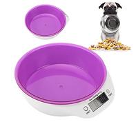Digital Pet Food Scale Bowl, 5kg Weighing Dog Food Bowl with Foodscale and Removable Dish Portion Control Pet Slow Feeder Container for Dogs and Cats (Purple)