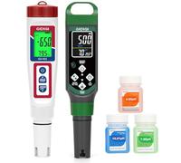 Digital pH Meter and Hydrogen Water Tester 2 pcs, Water PPM Tester ORP Meter,pH EC TDS Temp Water Quality Test Pen, Suitable for Hydroponics,Hot Tub, Drinking Water, Brewing&Fermentation