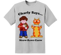 Digital Pharaoh Charly Says 70s Mens TV Advert Cartoon Retro Rave Prodigy T Shirt (UK, Alpha, L, XL, Regular, Regular, Grey)