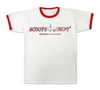 Digital Pharaoh Mens Scoops Ahoy Distressed T Shirt Hawkins Eleven Retro (L = 40/42") White