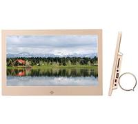 Digital photo album 10 Inch Metal Digital Photo Frame - 1024x600 High Resolution 16: 9 FHD IPS Screen Image Preview Video Calendar Clock Auto On/Off Timer Digital photo frame (Gold 10")