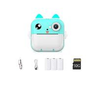 Digital Photo Camera Kids Photo Camera 2.4Inch IPS Screen Child Camera Instant Print Video Recording Take Pictures Birthday Gift Blue (A)