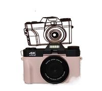 Digital Photo Camera Vlogging Camcorder WIFI Webcam Wide Angle 16X Zoom 48MP Photography Flip Screen Takes Sharp Smooth(With 128GB,Only Pink Camera)