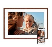 Digital Photo Frame 10.1 Inch, Frameo WiFi Digital Frame, 32GB Memory, 1280x800 HD, Wall Mounted, Instant Sharing, Birthday Gift for Women, Chocolate Brown