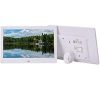 Digital Photo Frame 1024 x 600 High Resolution Full IPS 16:9 Display Picture Music Video Player Calendar Alarm Auto On Off Timer Digital Picture (White 10 Inches)