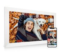 Digital Photo Frame 15 Inch, 1920 × 1080 FHD IPS Frameo Digital Picture Frame, Large Touchscreen Wifi, 20,000 Photos (32GB) Electric Photo Frame, Sharing Pictures/Music/Videos, White