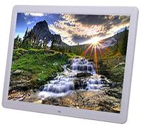 Digital Photo Frames 15 Inch Multi-Function Electronic Album Wall Hanging Advertising Machine 1280 × 800 Resolution Black And White Photo Frame Slide Show Timing Switch Music Video Playback (White 1